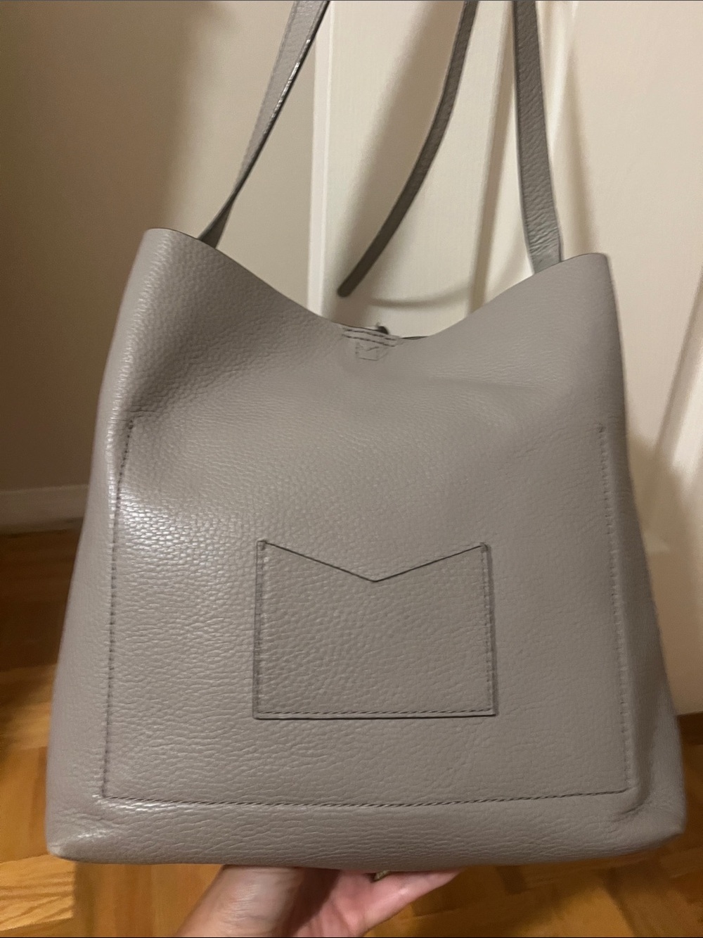 Michael Kors Pebbled Leather Junie Shoulder Bag - Gray - Picture 4 of 15
